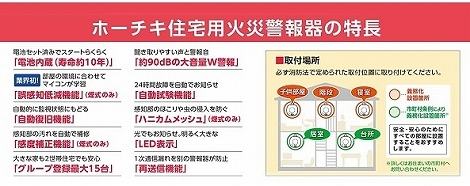 供Hochiki住宅使用的火灾警报器的特征