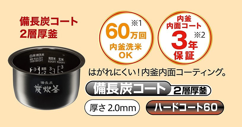 三菱Mitsubishi Electric炊飯器備長炭炭炊釜白磁(签)NJ-SV06R-W