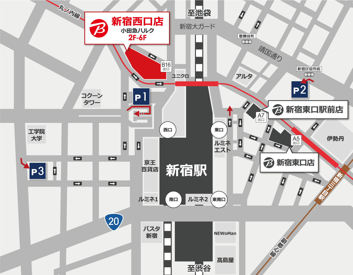 BicCamera 新宿西口店停车场地图