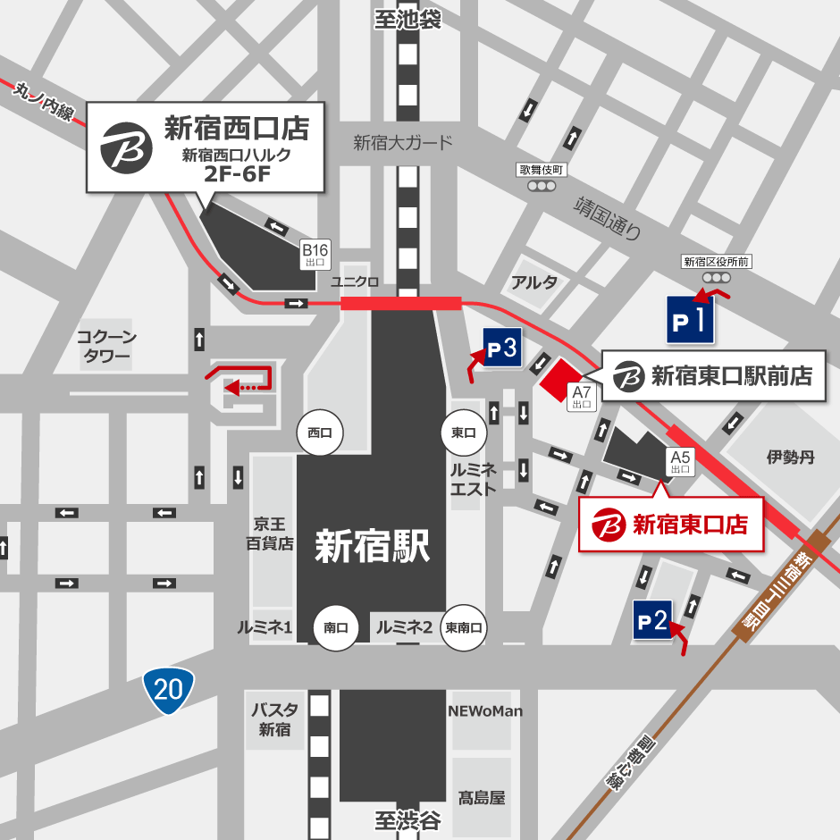 BicCamera 新宿东口店停车场地图