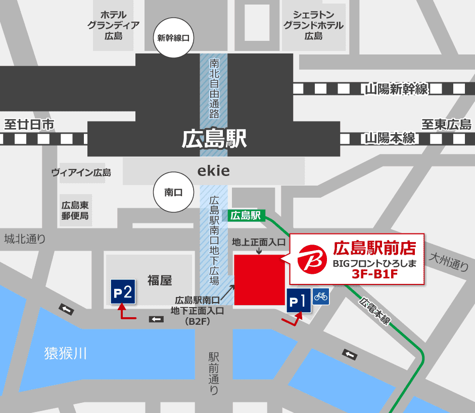 BicCamera 广岛站前店停车场地图