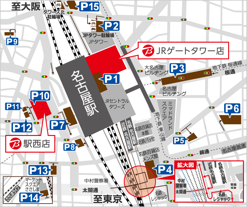BicCamera 名古屋JR GATE TOWER店停车场地图