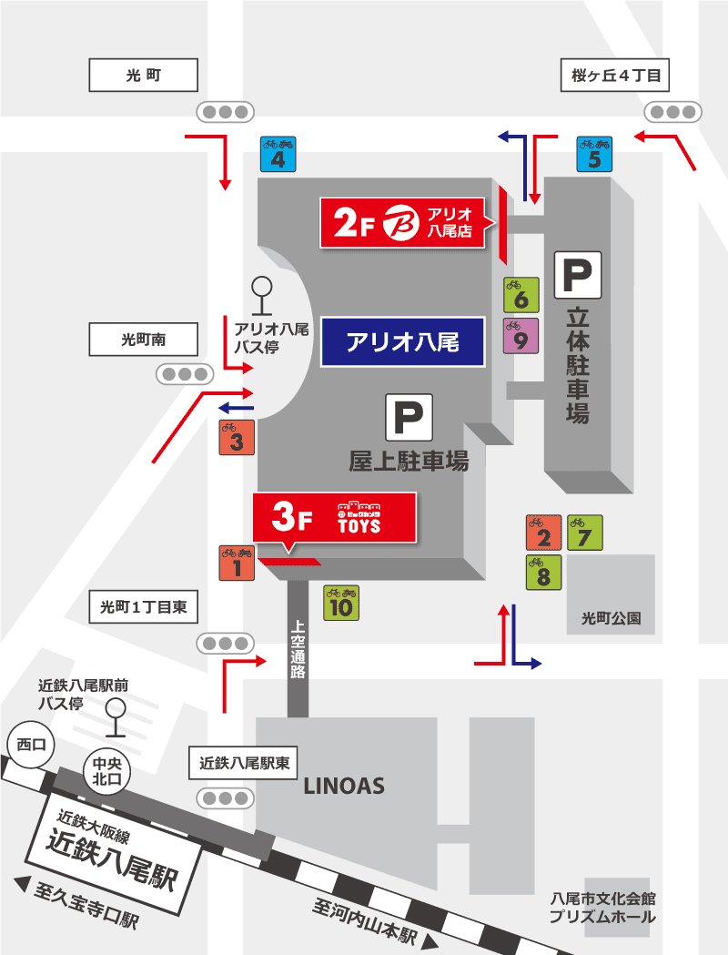 BicCamera Ario八尾店停车场地图
